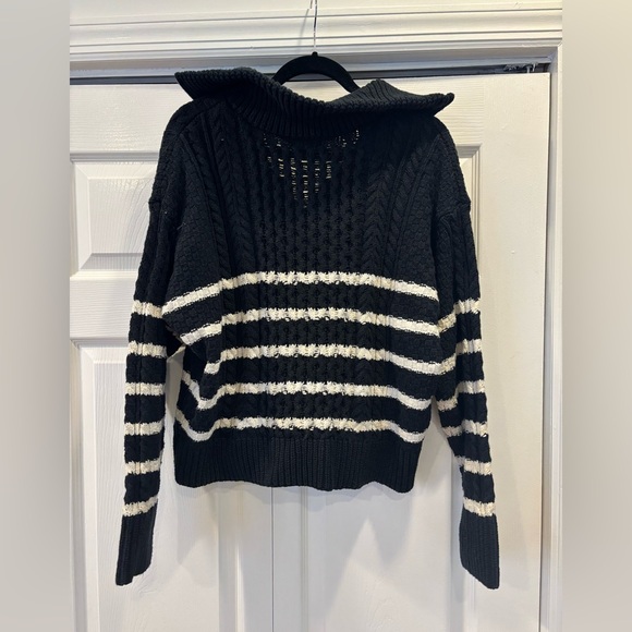 La Ligne x Target Striped Cable Knit 1/4 Zip Sweater - Picture 3 of 4